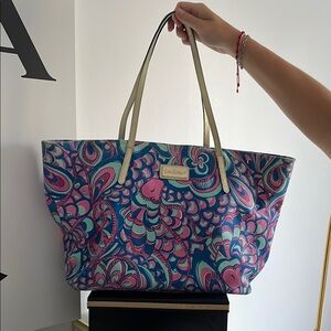 Lilly Pulitzer Pink and Blue Floral Tote Bag
